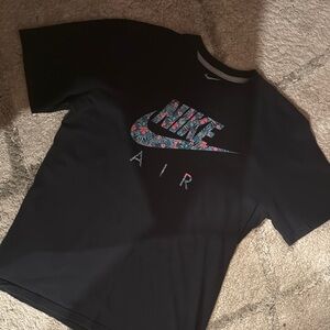 Nike Air Black T-Shirt with Floral Logo